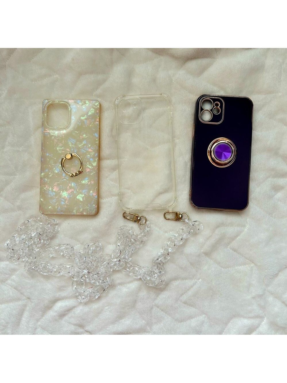 iPhone 12 case bundle - two w ring stand and one has lucite chain